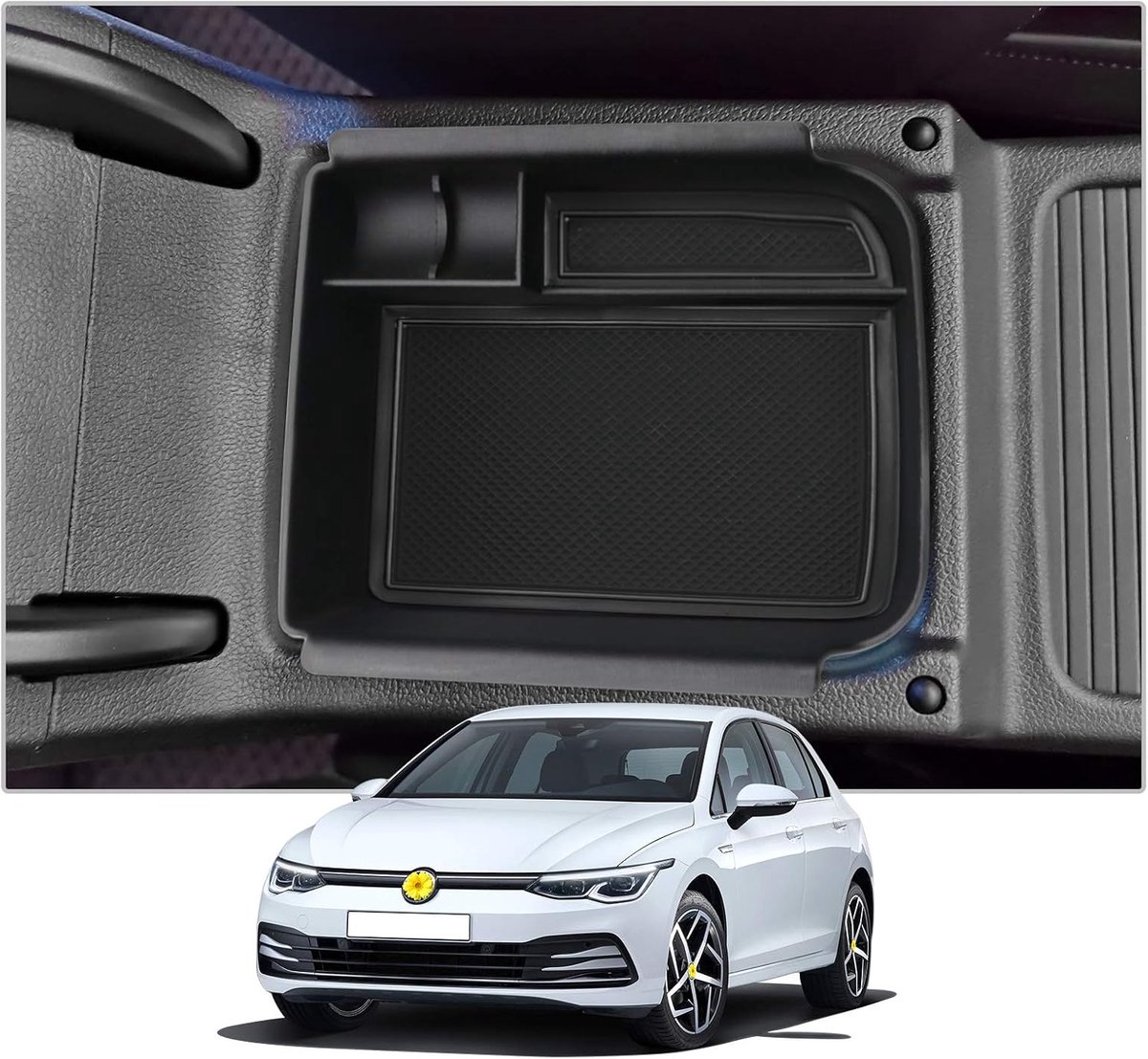 SnelShoppen - Center Console Organizer Tray voor VW Golf 8 8.5 MK8 GTI GTE GTD R 2020-2025 - Ruimtebesparende Opbergdoos voor Auto, Hoogwaardige ABS,
