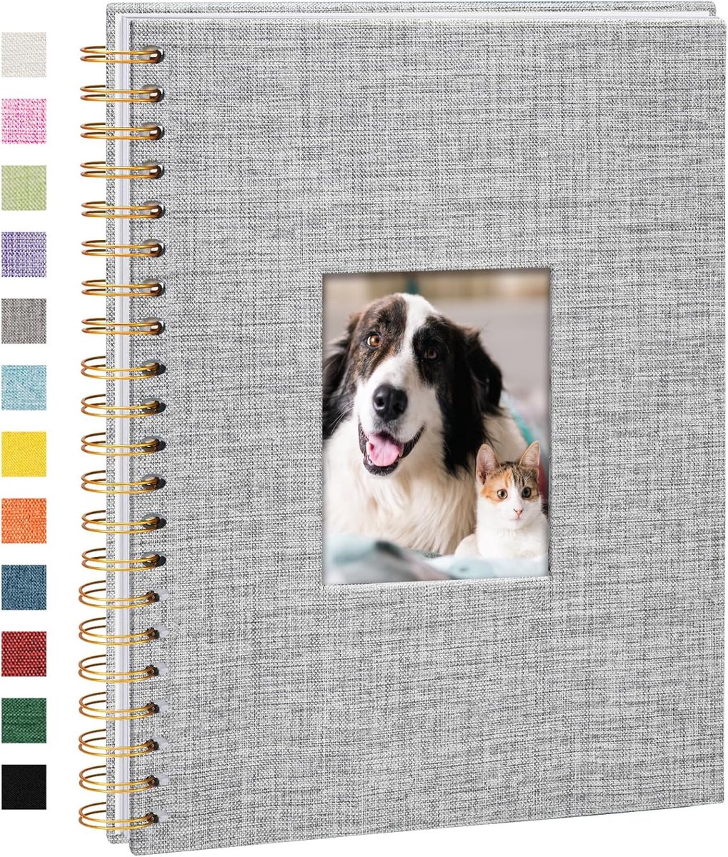 SnelShoppen - Fotoboek in Linnen 20.5x28 cm met 40 Witte Pagina's - DIY Memories Album voor Reizen, Familie, Bruiloft, Kerst, Grijs