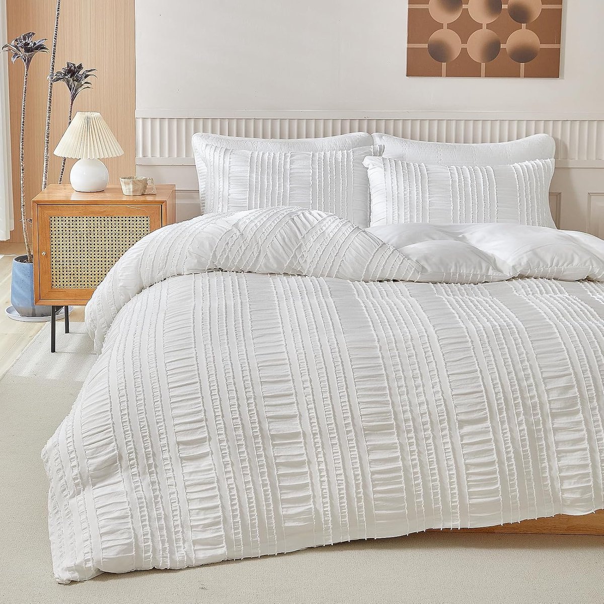 SnelShoppen - Gezu Beddengoedset 135 x 200 cm, Geruit Dekbedovertrek, 100% Gewassen Katoen, 2-delige Set met Kussensloop 80 x 80 cm, Ritssluiting, Oek