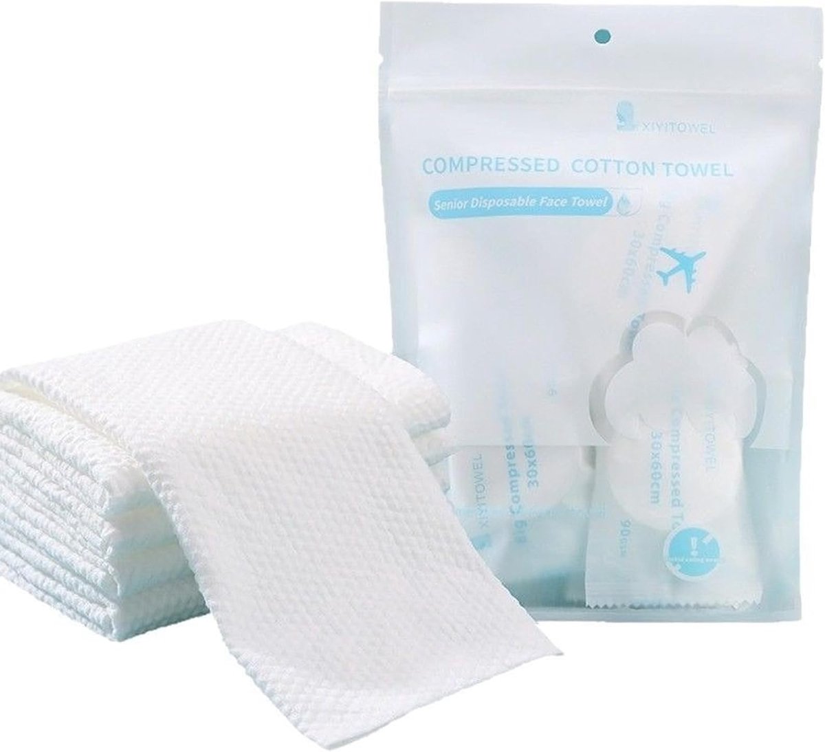 SnelShoppen - Wegwerptowels 30x60cm, 100% Katoen, Hoog Absorberend, 10 Stuks, Ideaal voor Reizen, Kamperen, Hotel, Witte Handdoeken