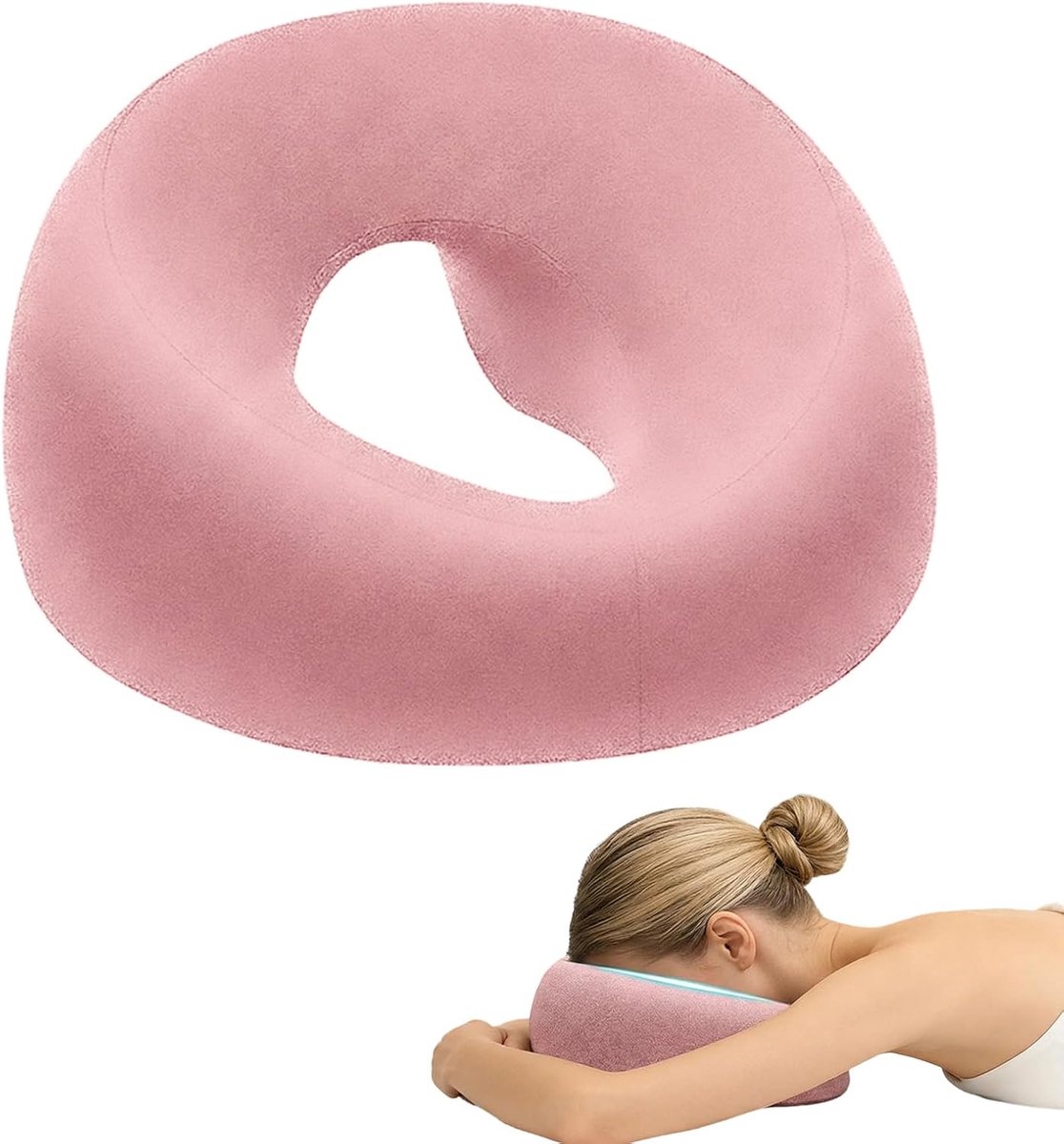 SnelShoppen - Face Pillow Massage Kussen, Ergonomisch Gevoelig Hoofdkussen, Geheugenfoam Ademend Hoofdeinde Ondersteuning met Gat, Past Perfect om Gez