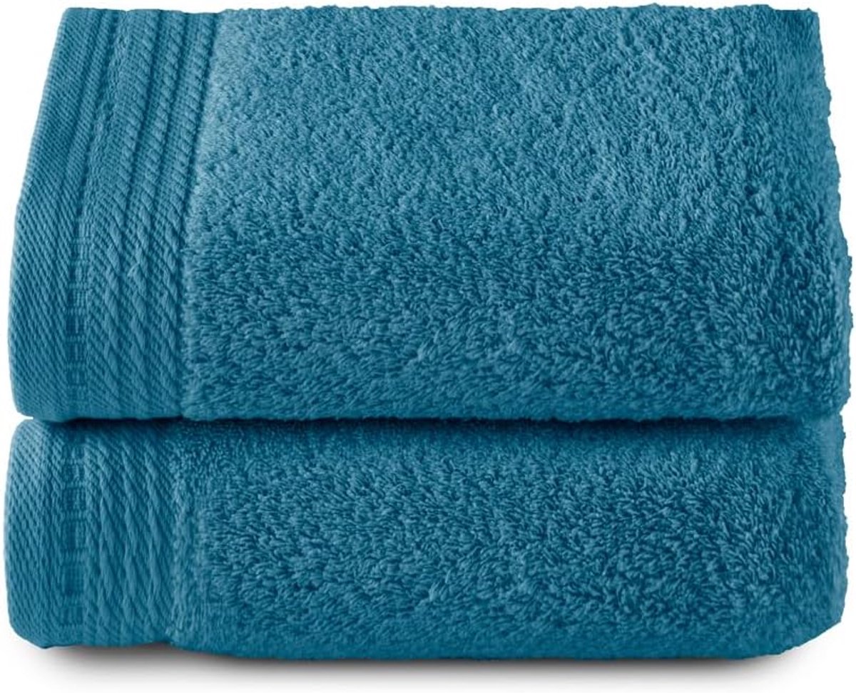 SnelShoppen - Luxe Badhanddoeken Set van 2, Grote 100x50 cm, 100% Katoen, 600 g/m², Sneldrogend, Ocean Kleur, Perfect voor Thuis, Sport, Camping