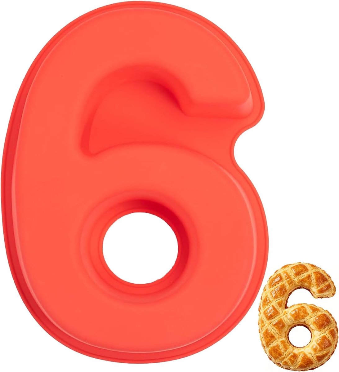 SnelShoppen - Silicone Bakvorm Nummer 6 Groot - Non-Stick Cake Mould - 3D Taartvorm voor Kinderverjaardag, Bruiloft, Jubileum, Bakken in Keuken