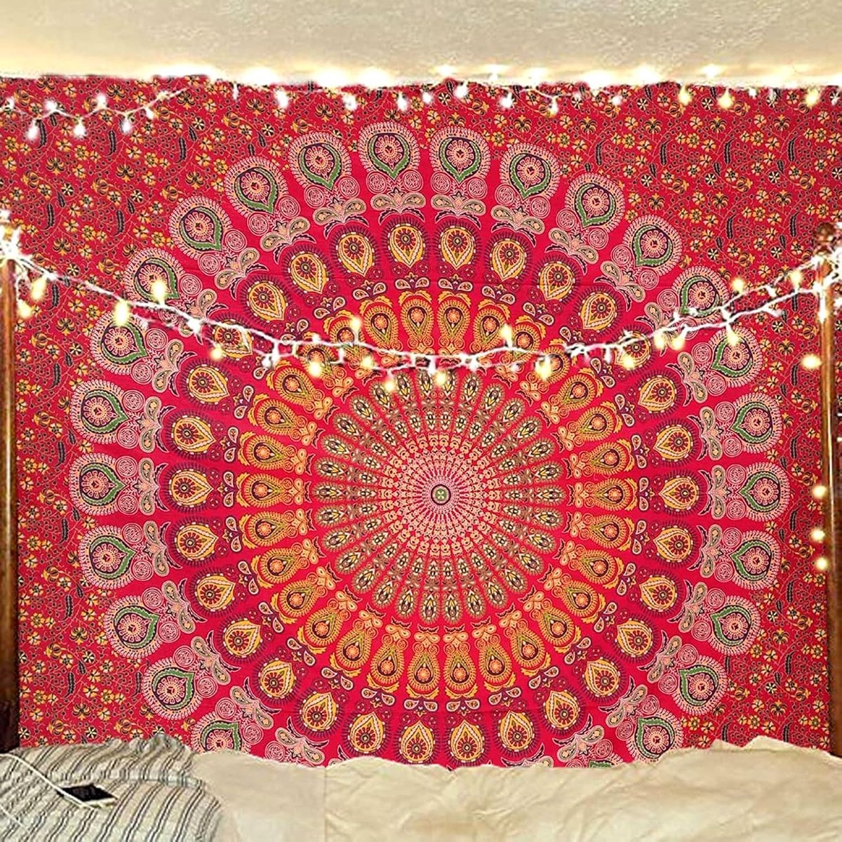 SnelShoppen - Mandala Wanddecoratie, Boho Tapestry, 100% Katoen, Yoga Mat, Hippie Stranddeken, Perfect voor Meditatie, 130x150CM