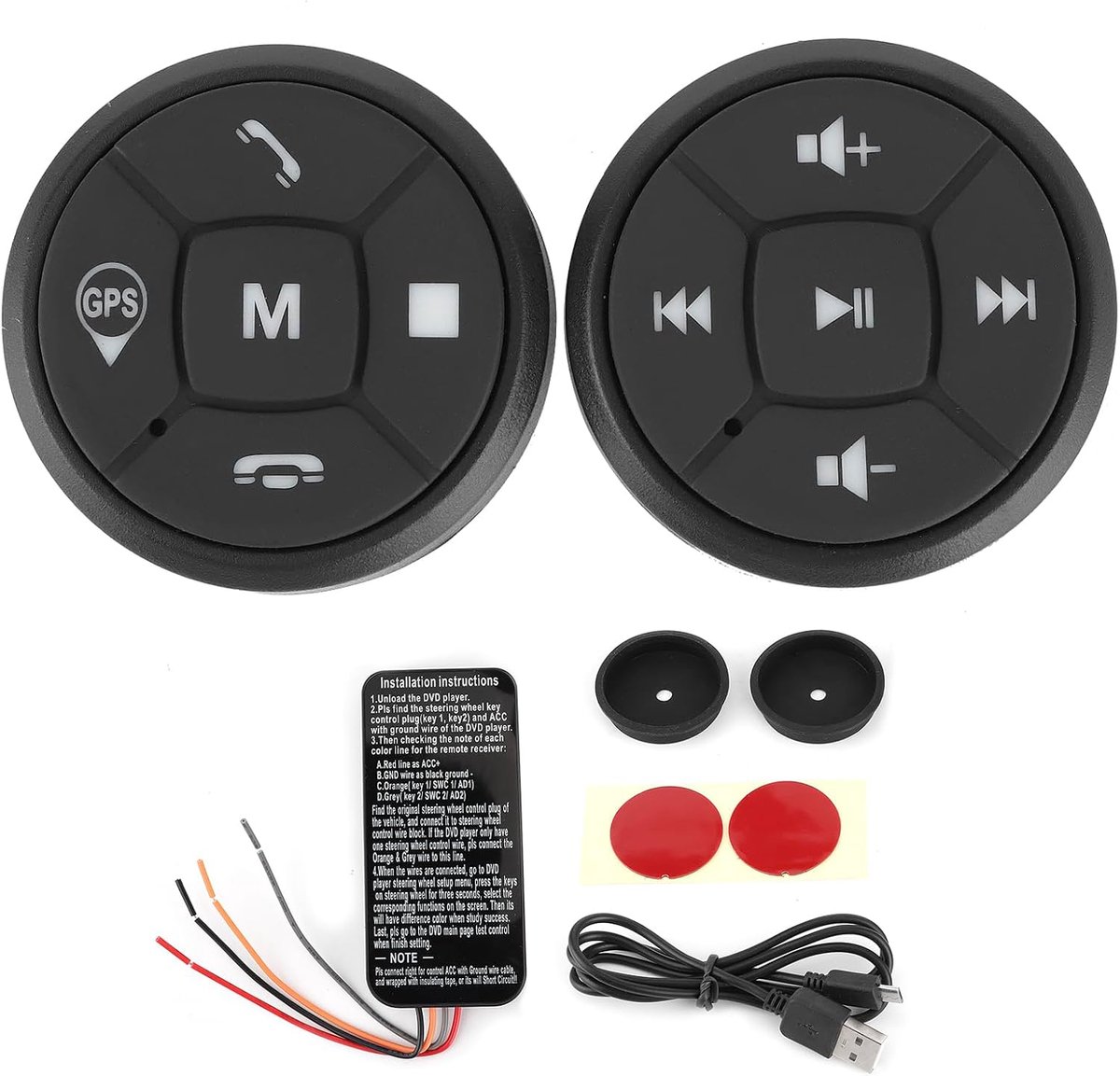 SnelShoppen - Draadloze Stuurwiel Afstandsbediening, Volume Controller, GPS Switch, Universele Installatie voor Auto's, Compatibel met Meeste Stuurwie