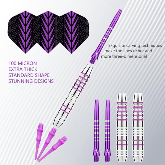 SnelShoppen - Professionele Dart Flights met Plastic Tips, 18g, 3 Stuks, Soft Darts voor Elektronische Dartborden, Inclusief 30 Plastic Dart Tips, 6 F van Snelshoppen — afbeelding 4