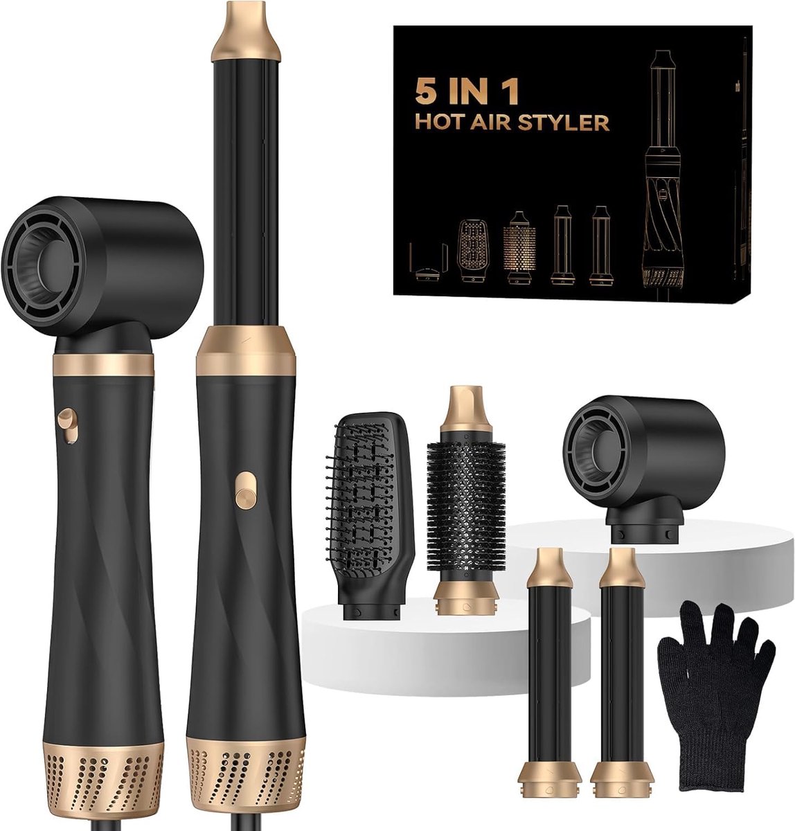Thijox - Hair Styler Airstyler Set - Multifunctionele Föhn, Krultang en Borstel - Voor Steil en Krullend Haar - Ideaal voor Feest en Dagelijks Gebruik