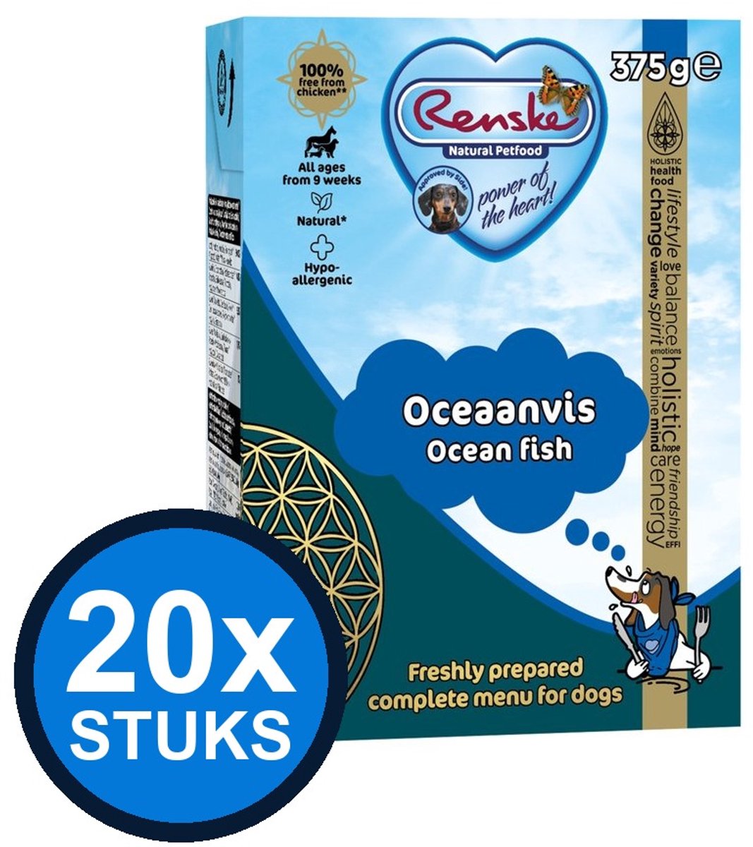 Renske Renske - Vers oceaanvis - tetra 375gr - Hondenvoer Natvoer - 375 g
