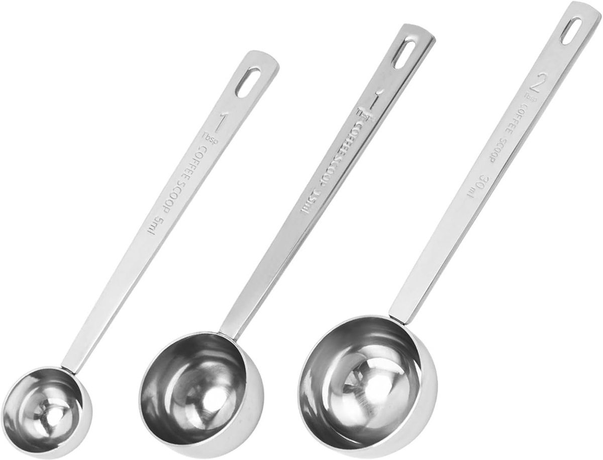 SnelShoppen - Set van 3 RVS Meetlepels - 5ml, 15ml, 30ml - Duurzaam Keukengerei voor Nauwkeurige Maatvoering van Droge en Vloeibare Ingrediënten