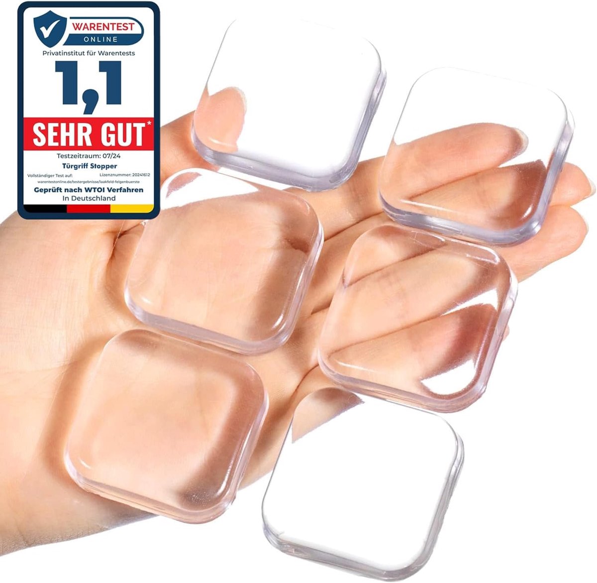SnelShoppen - Door Stopper Transparent 6 Stuks - Duidelijke Rubber Deurstopper Wand - Zelfklevende Elastische Buffer 4 cm - Geluidsdempende Beschermin