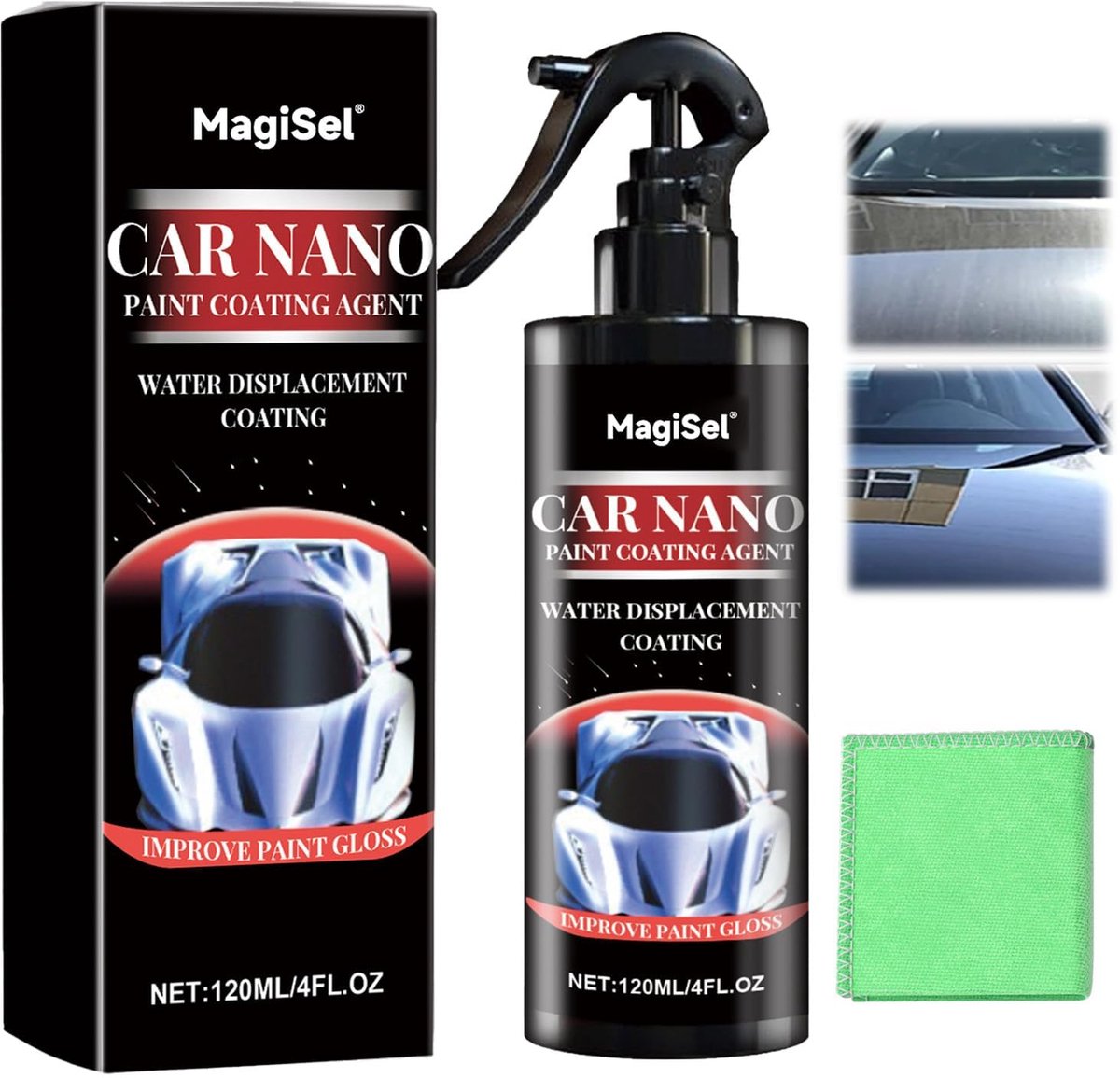 SnelShoppen - Ceramic Coating voor Auto's, Krastbestendige Nano Spray, Snelle Effect Coating, Beschermende Spray voor Auto, Vrachtwagens, Motoren, 120