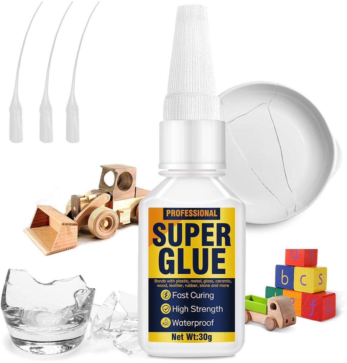 SnelShoppen - Inpumo Secondelijm 30 g, Sterke Alleslijm met Anti-Verstoppingsdop, Water- en Hittebestendig, Voor Kunststof, Leer, Metaal, Hout, Kerami