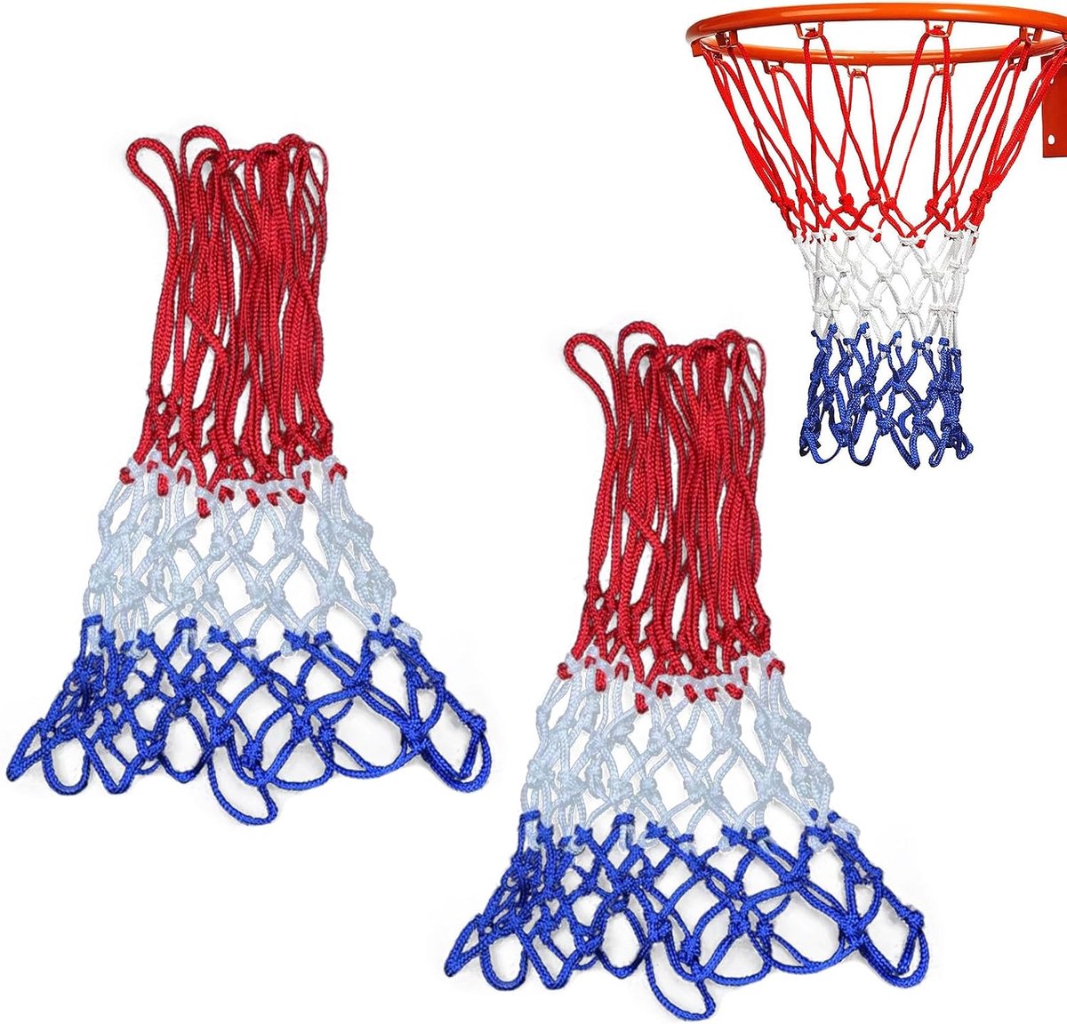 SnelShoppen - 2-Pack Waterdichte Basketball Netten, Duurzame Nylon Ballennet voor Standaard Hoops, Weerbestendige Netten, Eenvoudig te Installeren, Ro