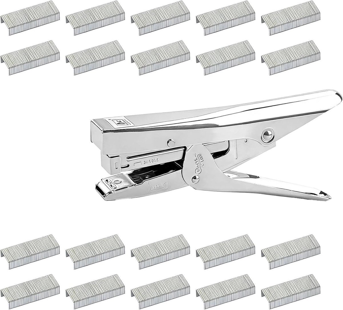 SnelShoppen - Ergonomische Nietmachine Grijs Metaal voor Kantoor en Thuis - Inclusief 1000 Standaard Nietjes 24/6 of 26/6 - Capaciteit 20 Vellen - Pro