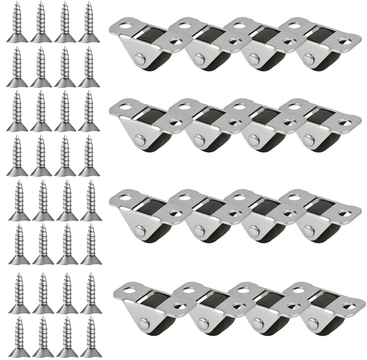 Kleine Meubelwielen 12mm - Stille Mini Wielen met Stalen Topplaat voor Zware Meubels en Kasten - Ideaal voor Apparaten en Meubels