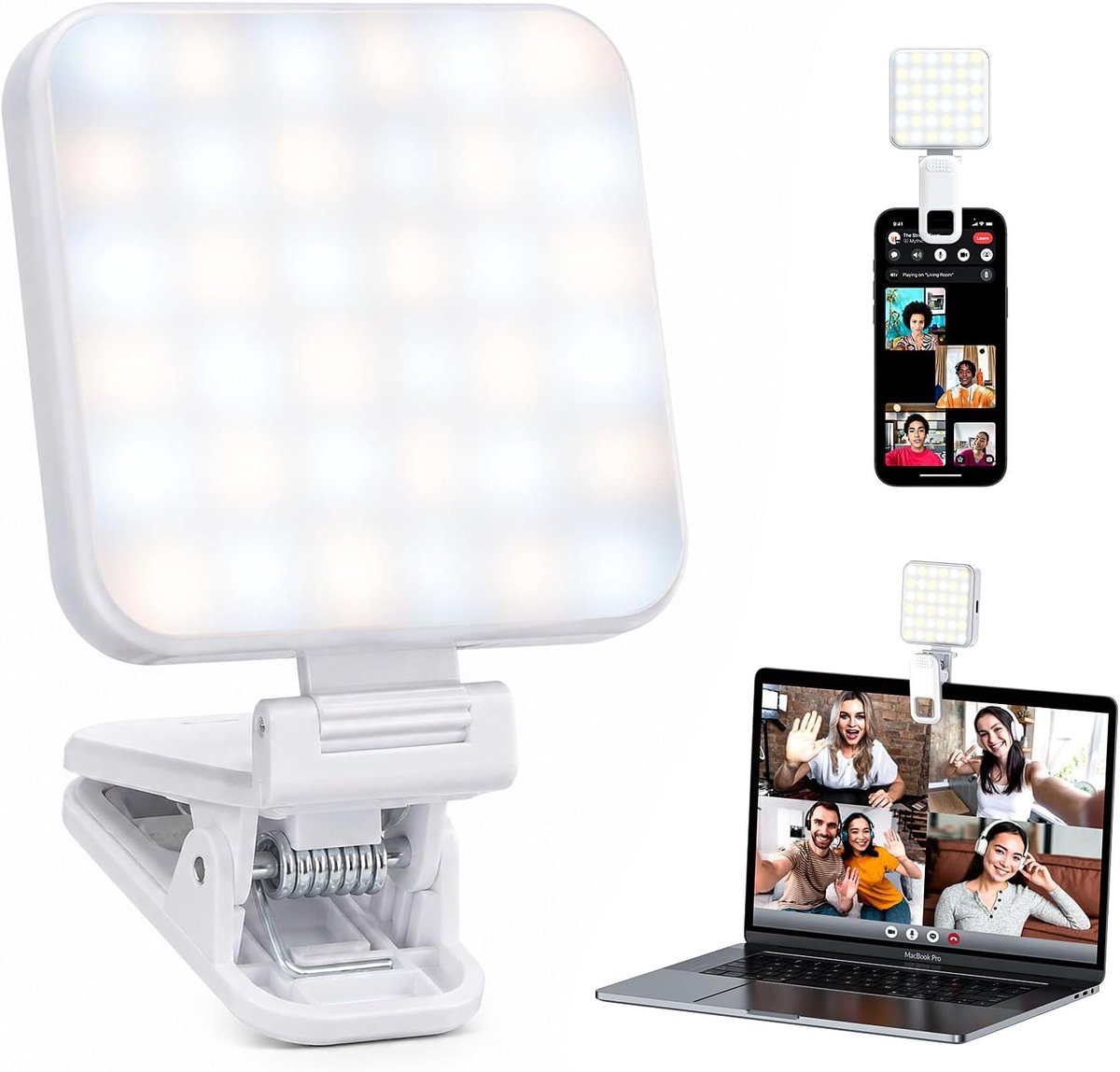 SnelShoppen - Oplaadbare Selfie-lamp voor iPhone - Ringlamp voor Perfecte Make-up en Camerafoto's - Videoconferentie, Zoom, TikTok, Vloggen, Kleurtemp