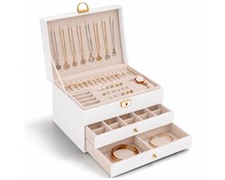Sieradendoos wit met slot – sieraden organizer met lades – sieraden box dames – opbergdoos sieraden – luxe juwelendoos - GALEARA DESIGN®