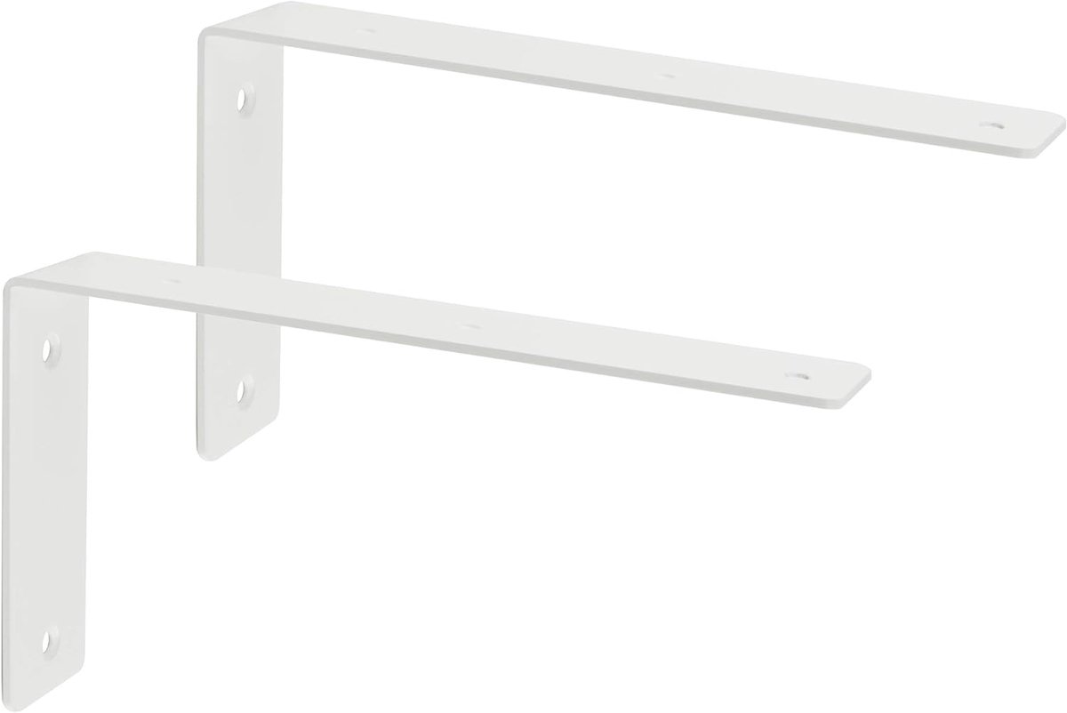 SnelShoppen - 2 Stuks Plankendrager Wit 22.5CM Roestvrij Staal Industrieel Planksteun voor Boekenplank, Tuinplank, Wandplanken