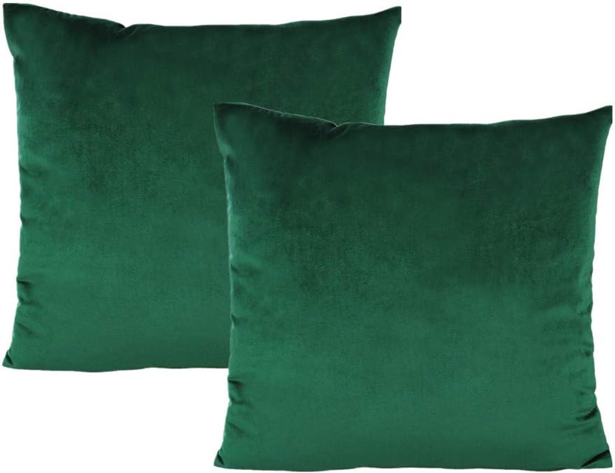 SnelShoppen - 2x VAKADO Kussenhoezen 20x20 Inch Donkergroen Velvet - Decoratieve Kussens voor Bank, Bed, Tuin, Kantoor - Zachte, Luxe Kussenslopen voo