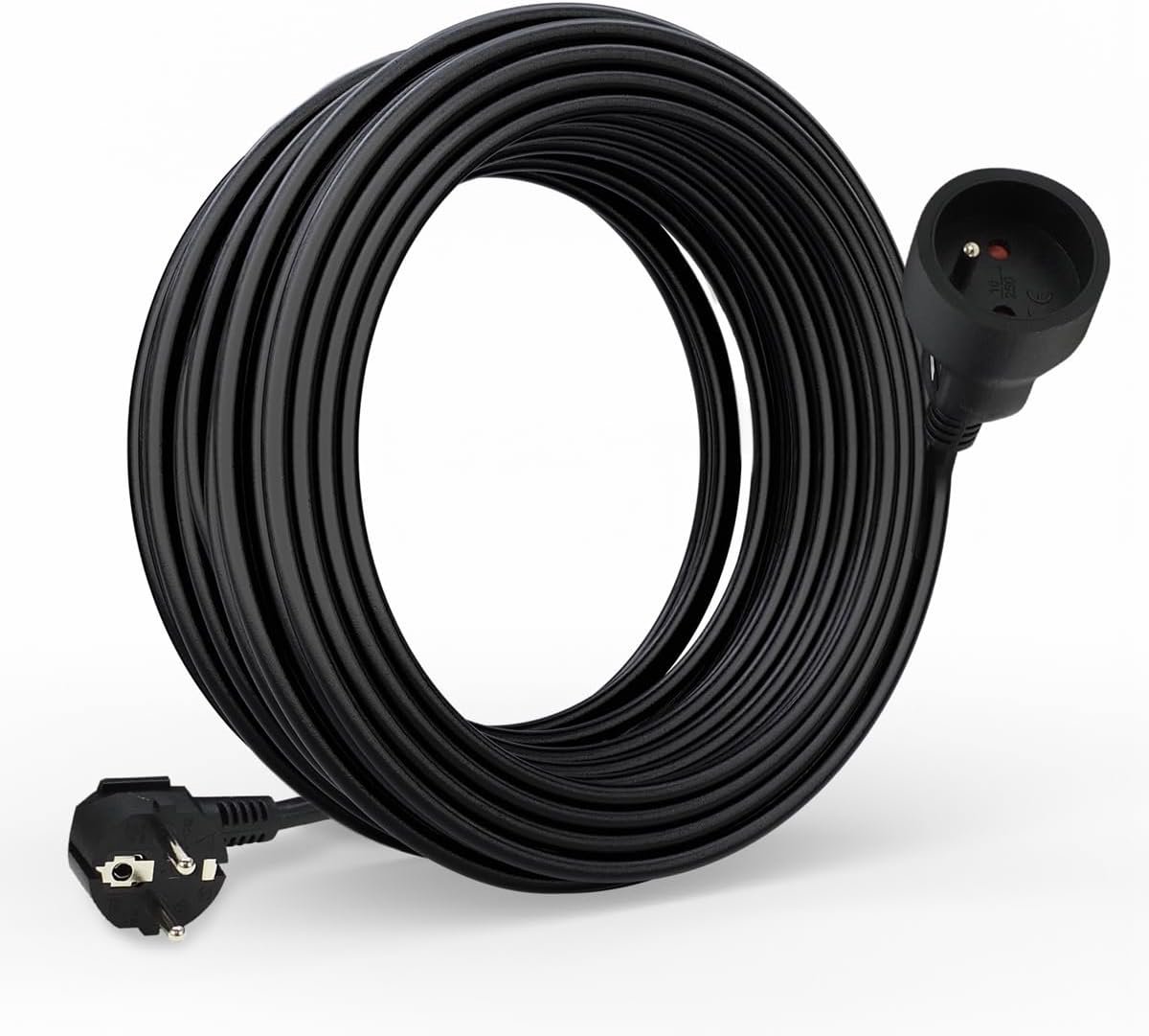 SnelShoppen - Elektrische Verlengkabel 10 m Zwart 3 x 1.5 mm² 16 A met Kindveiligheid CE NF Gecertificeerd voor Tuin, Camping, Keuken en Feest