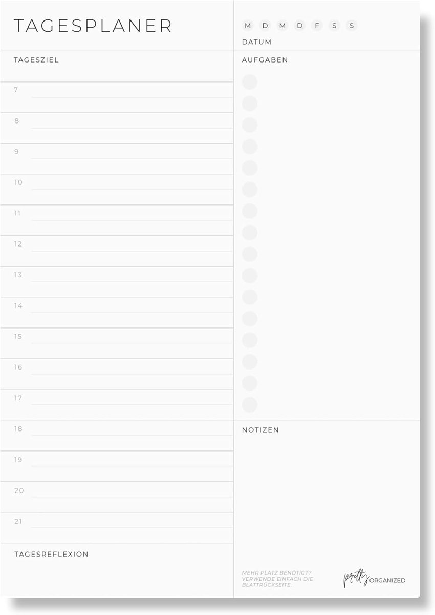 SnelShoppen - Daily Planner Block A5 - To-Do Lijst, Dagelijkse Doelen, Timetable, 50 Pagina's, Duurzaam Geproduceerd in Duitsland - Efficiënt Tijdbehe