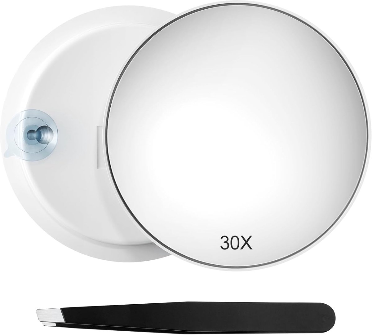 SnelShoppen - 30x Vergrotende Make-up Spiegel met 3 Zuignappen, Reismirror 15 cm voor Badkamer, Perfect voor Pore Verzorging en Precisie