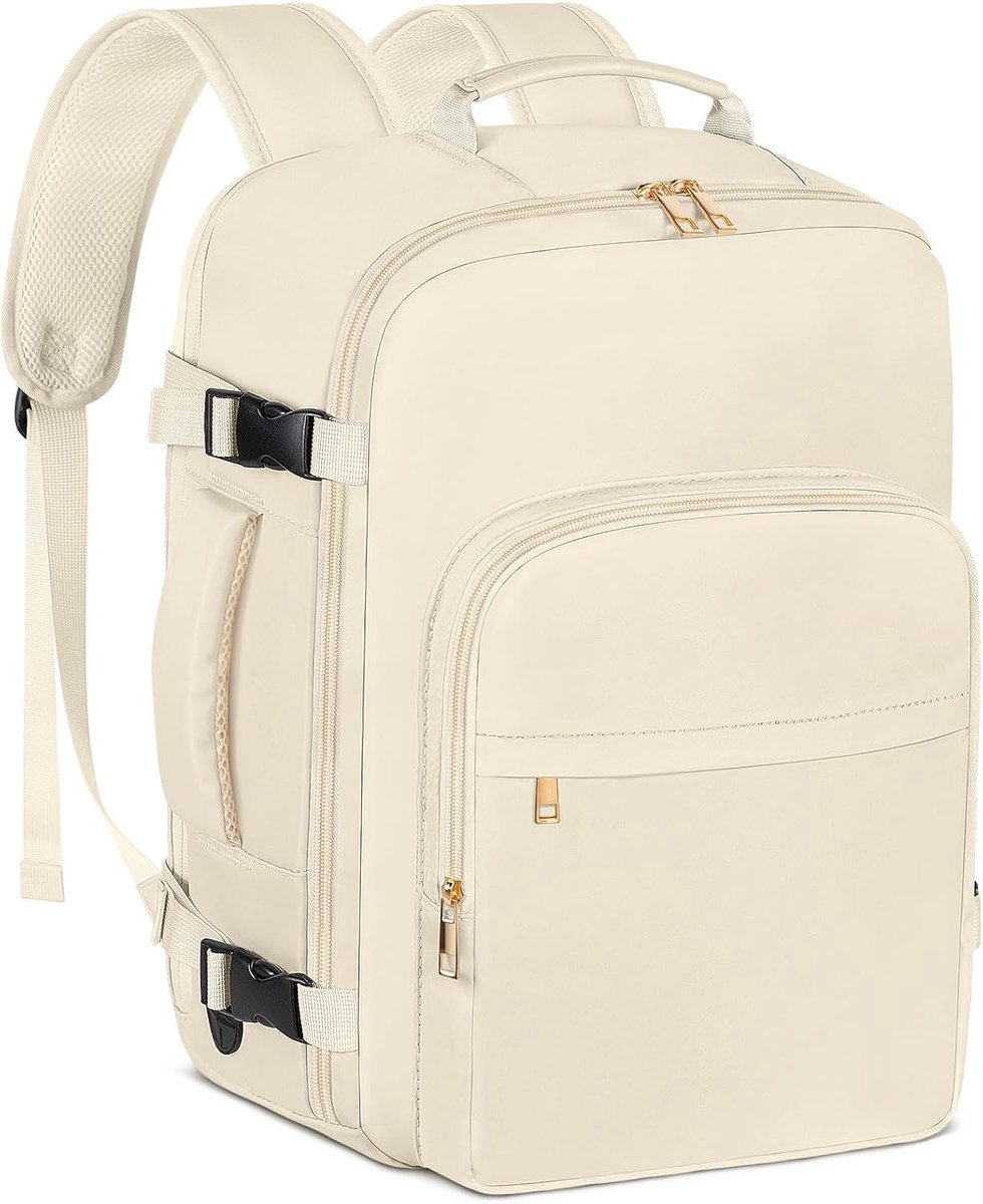 SnelShoppen - Cabin Luggage 45x36x20 cm voor Easyjet Onderseat Reis Backpack - Beige Casual Ruimtebesparend Reizen