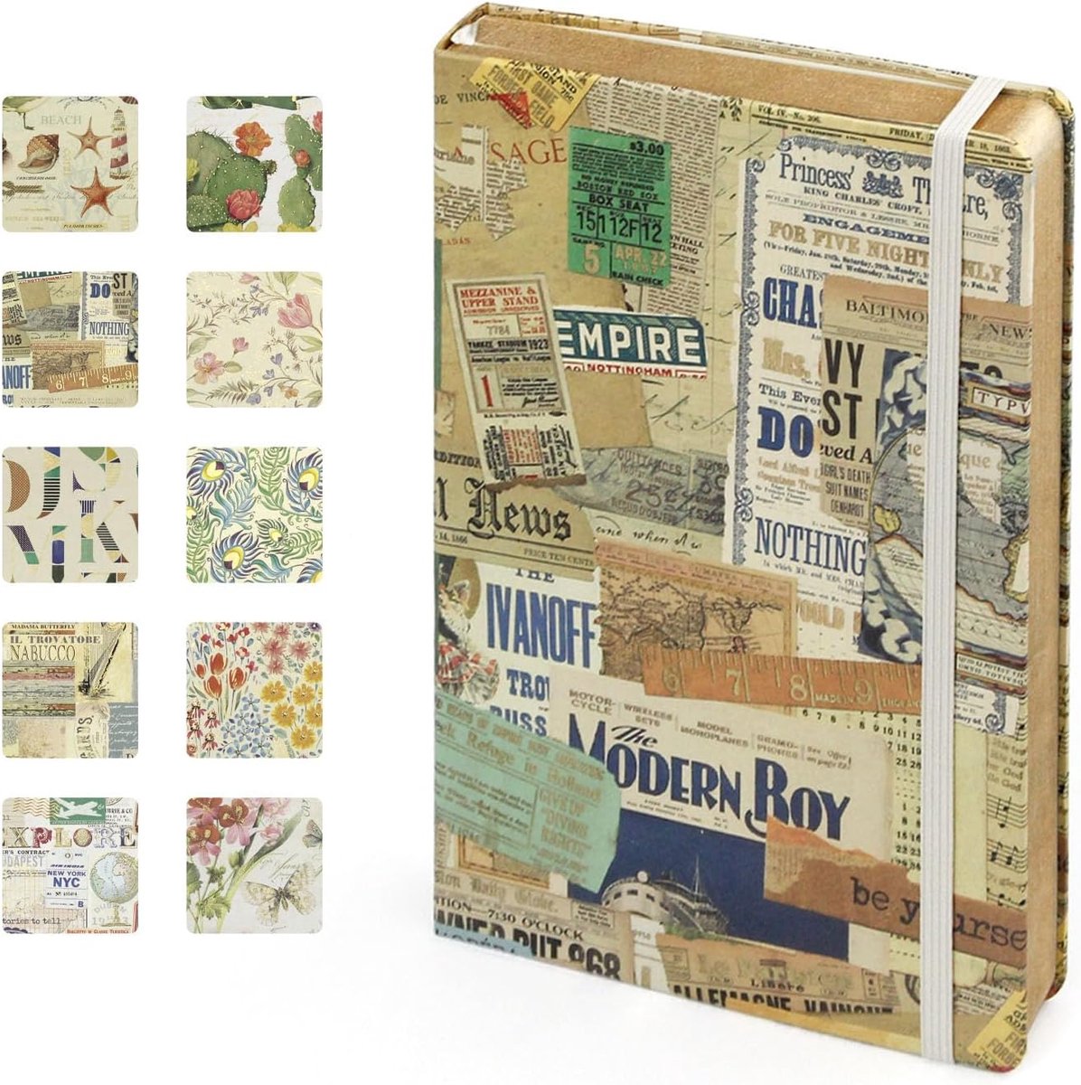 SnelShoppen - A5 Hardcover Notebook - Florence Notitieboek met 208 Rechte Rasterpagina's - Met Sluiting en Ribbon Label - Ideaal voor Reizen, School,