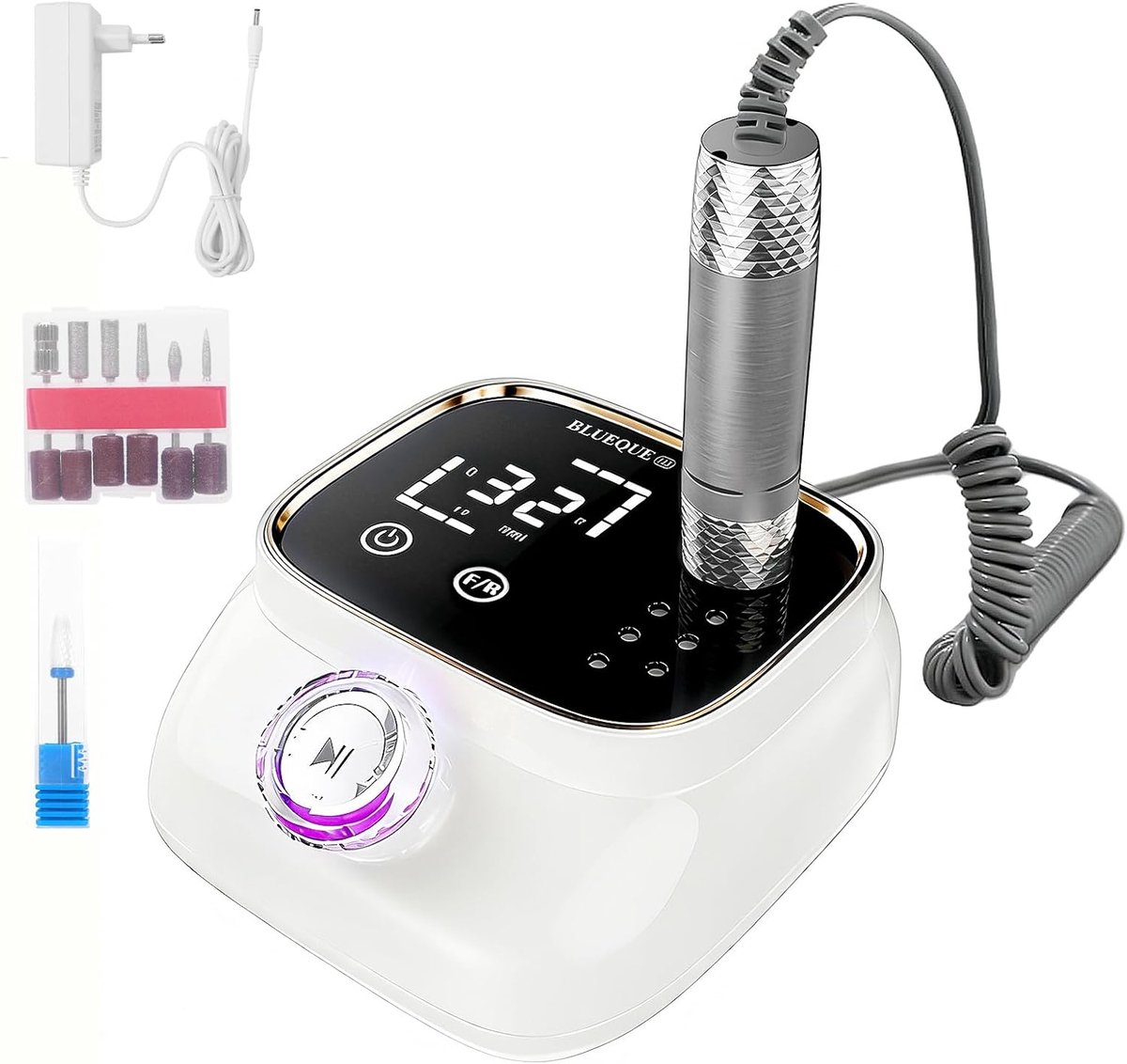 SnelShoppen - Professionele Elektrische Nagelvijl 45000 omw/min met LCD-Display, Instelbare Snelheid, 12 Boren en 50 Strips voor Manicure en Pedicure,
