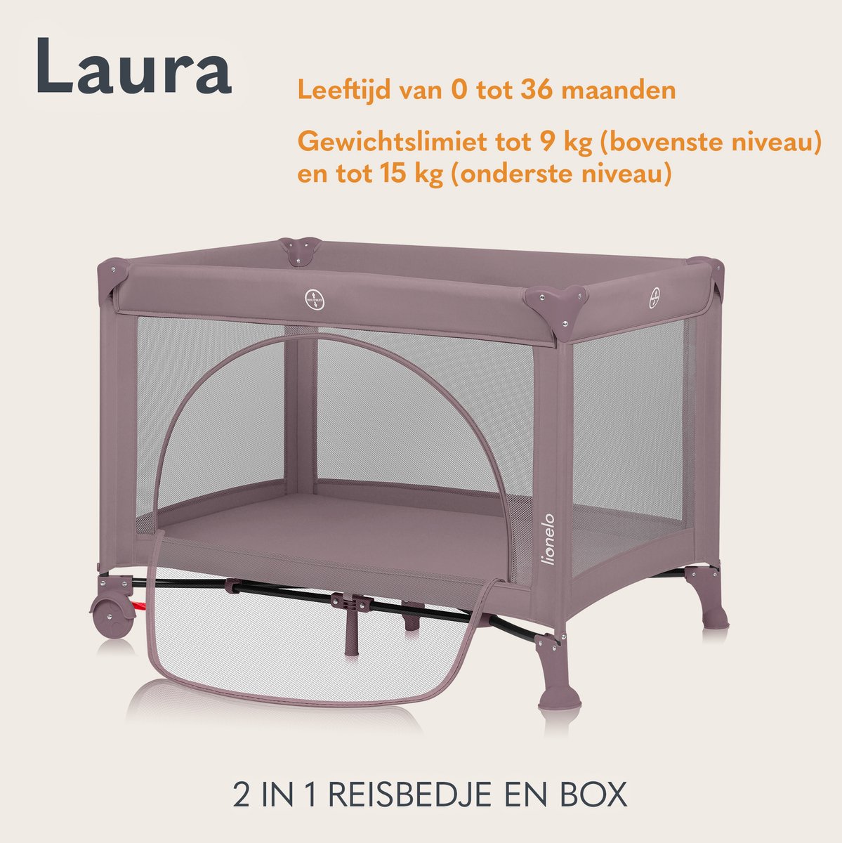 Lionelo Lionelo Laura 3-in-1 Campingbedje - afbeelding 4