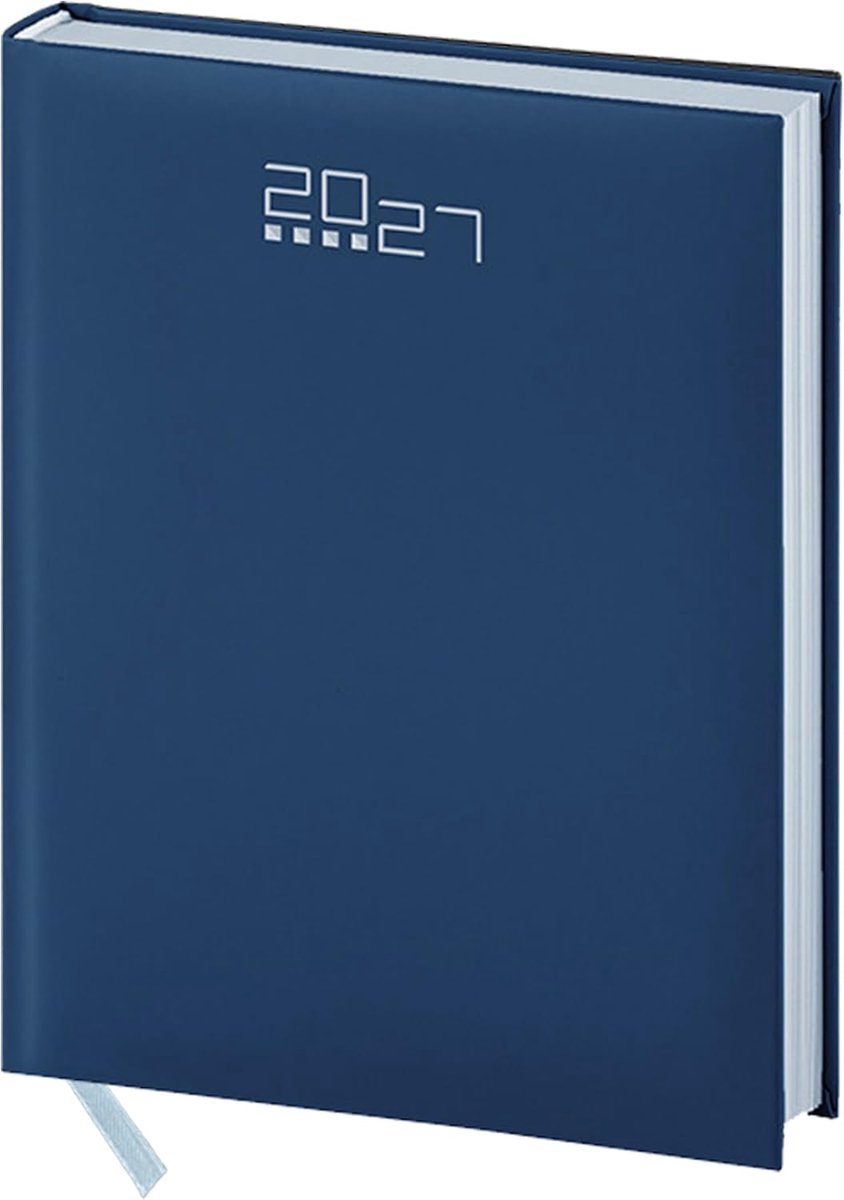 SnelShoppen - Professionele Daily Planner 2027, Elegant Navy Blauw, 15 x 21 cm, 336 Pagina's, Gelijnde Kaft, Maandelijkse Planner en Doelen