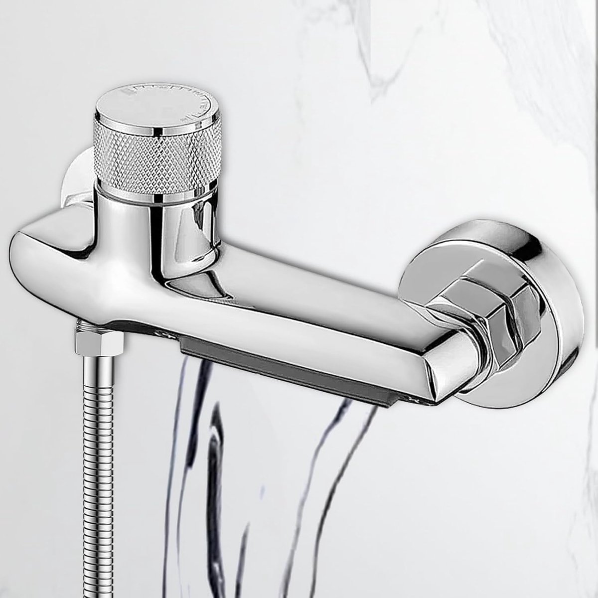SnelShoppen - Badkraan Waterval met Thermostaat - Wandmontage Bad Faucet - Chroom Kleur - Hoogwaardige Koperlegering - Douche Thermostaat voor Badkame