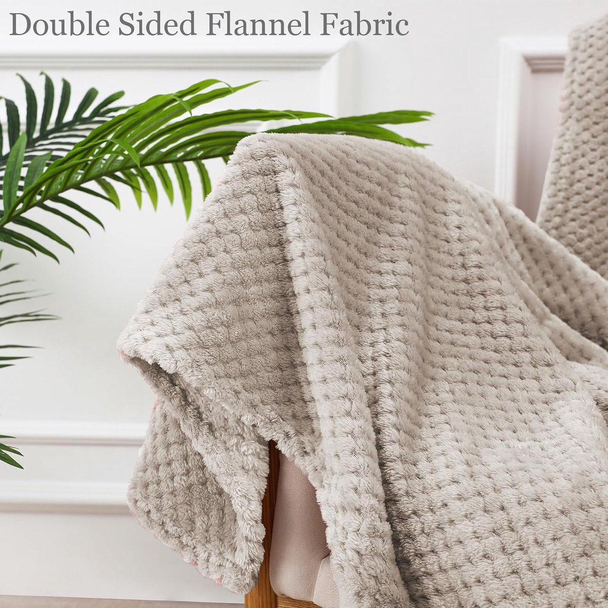 SnelShoppen - Cuddly Fleece Dekentje 150x200cm - Zacht Warm Sofa Dekbed met Wafelpatroon - Camel Kleur voor TV Avonden en Bescherming van Meubels