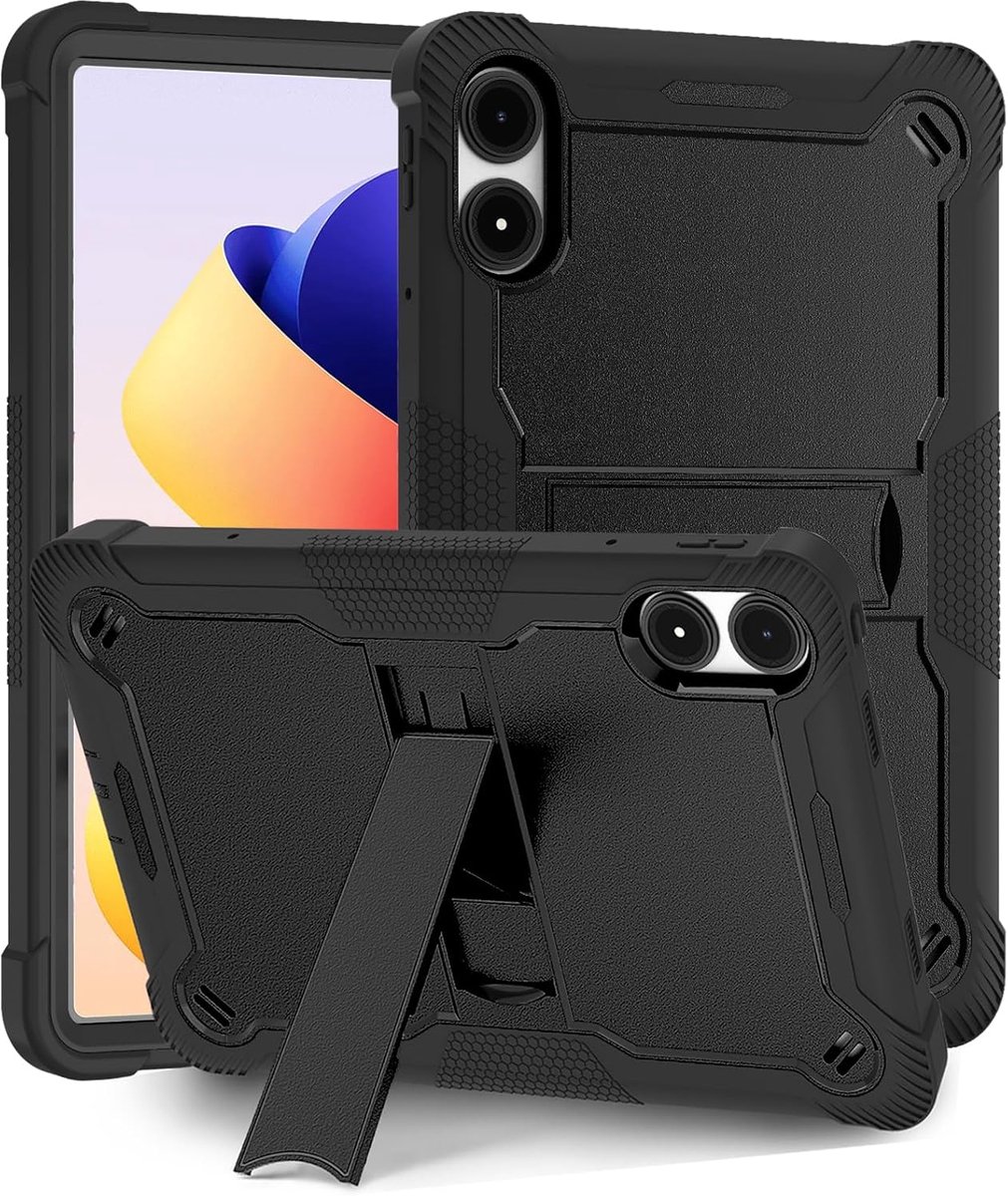 SnelShoppen - Shockproof Kinder Tablet Hoes voor 12.1 inch Tablets - Zwart - Geschikt voor Redmi Pad 2 Pro/Poco Pad M1 - Bescherming tegen Stoten - Id