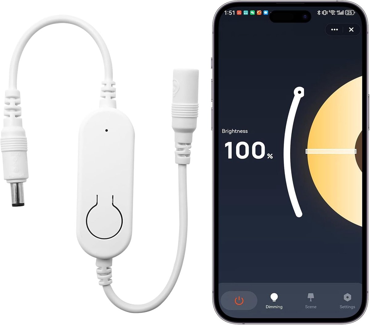 SnelShoppen - LED Strip Controller DC12-24V Wifi Bluetooth App Controlled voor 3528 5050 2835 LED Strips - Dimmer met Timer Functie, Geschikt voor Ale