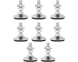 SnelShoppen - Drenky Verstelbare Furniture Foot Leveling Legs M10 x 30 mm - 8 Stuks RVS met Antislip Rubber Basis - Perfect voor Meubilair, Tafels, TV