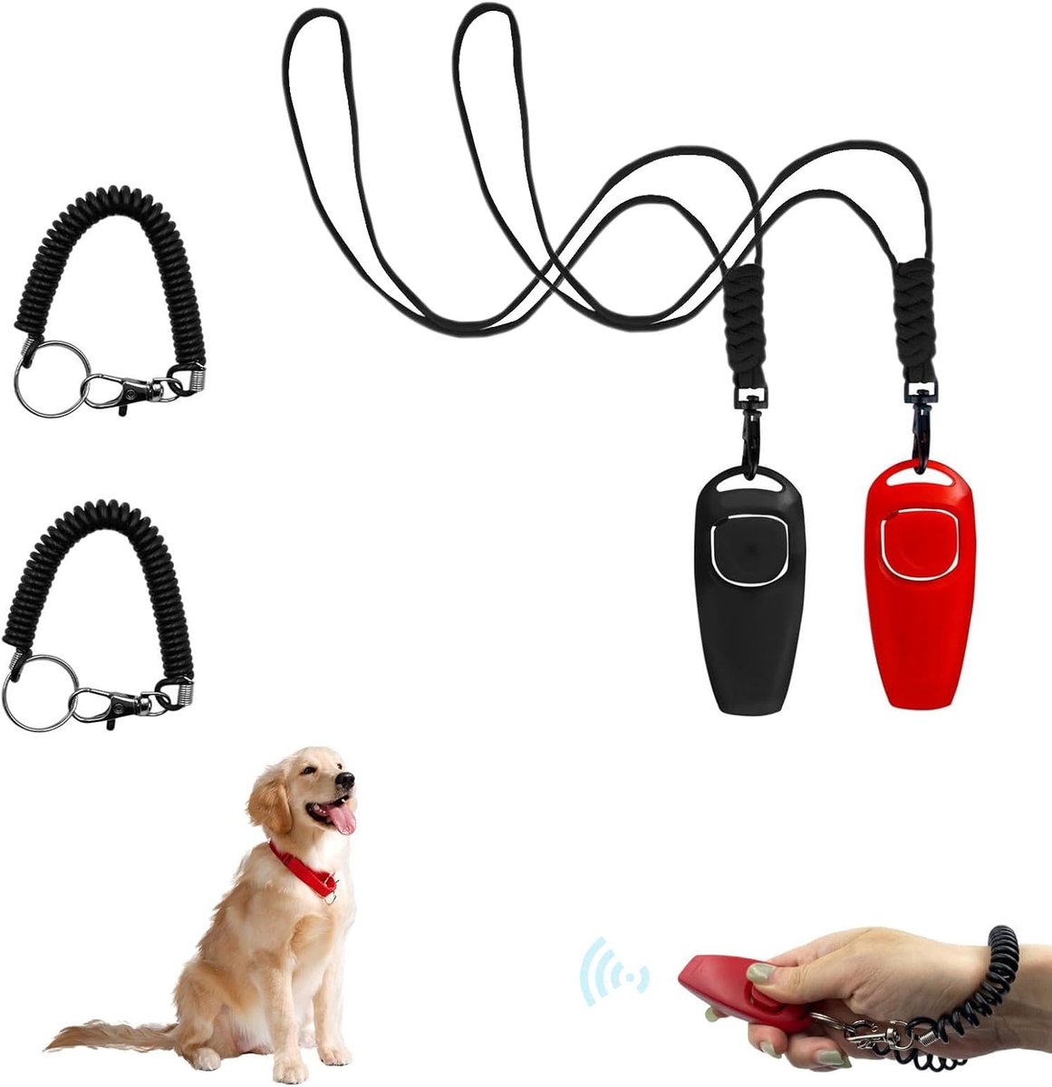 SnelShoppen - 2-in-1 Hondenfluit en Clicker Set voor Honden en Puppies, Verstelbare Lanyards, Ideaal voor Training en Terugroep, Effectieve Trainingsh
