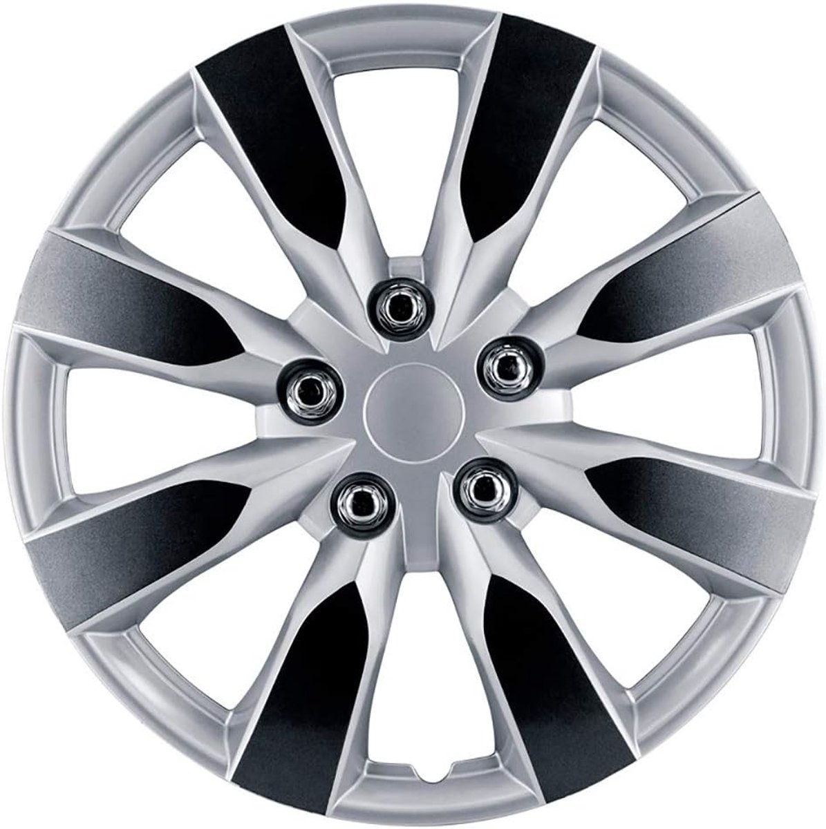 SnelShoppen - 4-Delige Wieldoppenset 15-Inch voor Auto - Zilver/Gunmetal - ABS Kunststof - Gemakkelijk te Installeren - Nieuwe Look voor je Voertuig