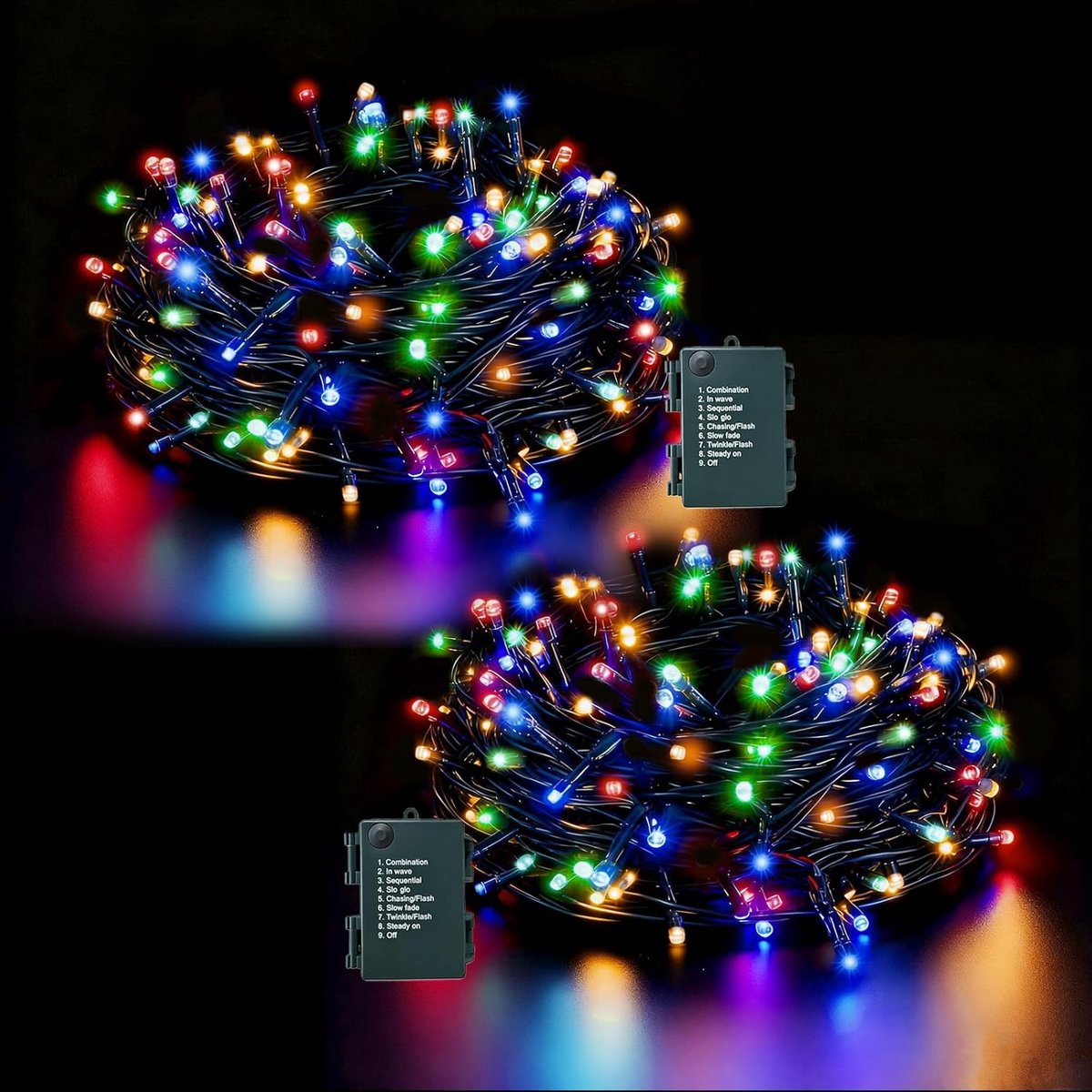 SnelShoppen - 5m 50 LED Fairy Lights op Batterij - Kleurvolle Buiten Kerstlichtjes met Timer - 8 Verlichtingsmodi - IP44 Waterdichte Decoratie voor Fe