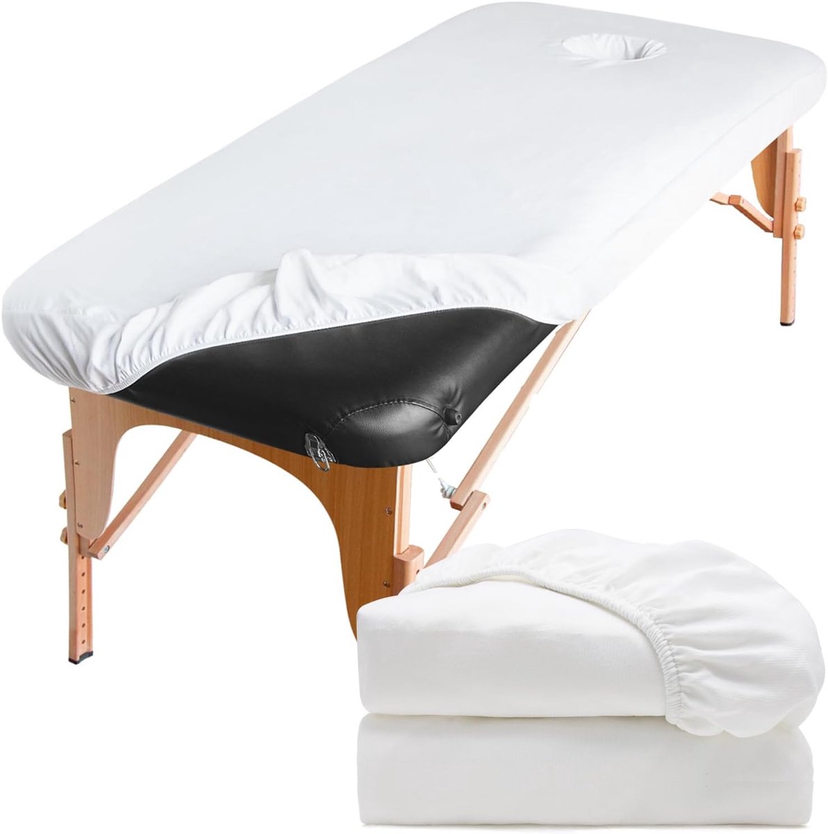 SnelShoppen - 2Pcs Massage Tafel Cover met Gat, 70x190cm Wasbare Beschermende Stretch Cover voor Massage Tafel, Hygiënische Barrière voor Schoonheidsa
