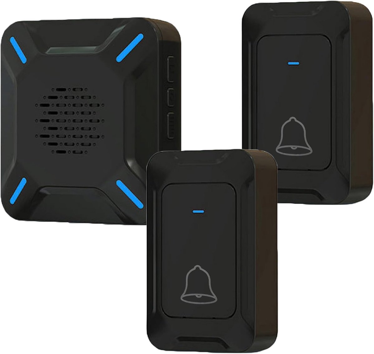 SnelShoppen - Draadloze Deurbel Buiten Waterproof IP68 met Groot Speaker Sterk Geluid LED Display 300 m Bereik 5 Verstelbare Volumes 58 Ringtones (2 T