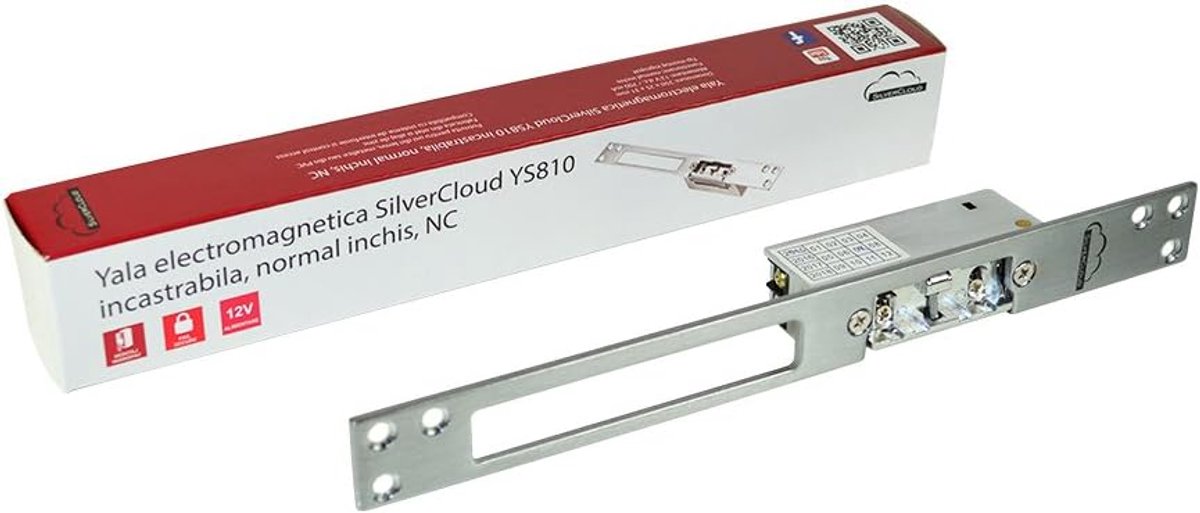 SnelShoppen - Flush-Mounted Electromagnetische Deurbeld Yala, Fail Secure NC, 12V, Voor Houten, Metalen en PVC Deuren, Innovatieve Beveiliging