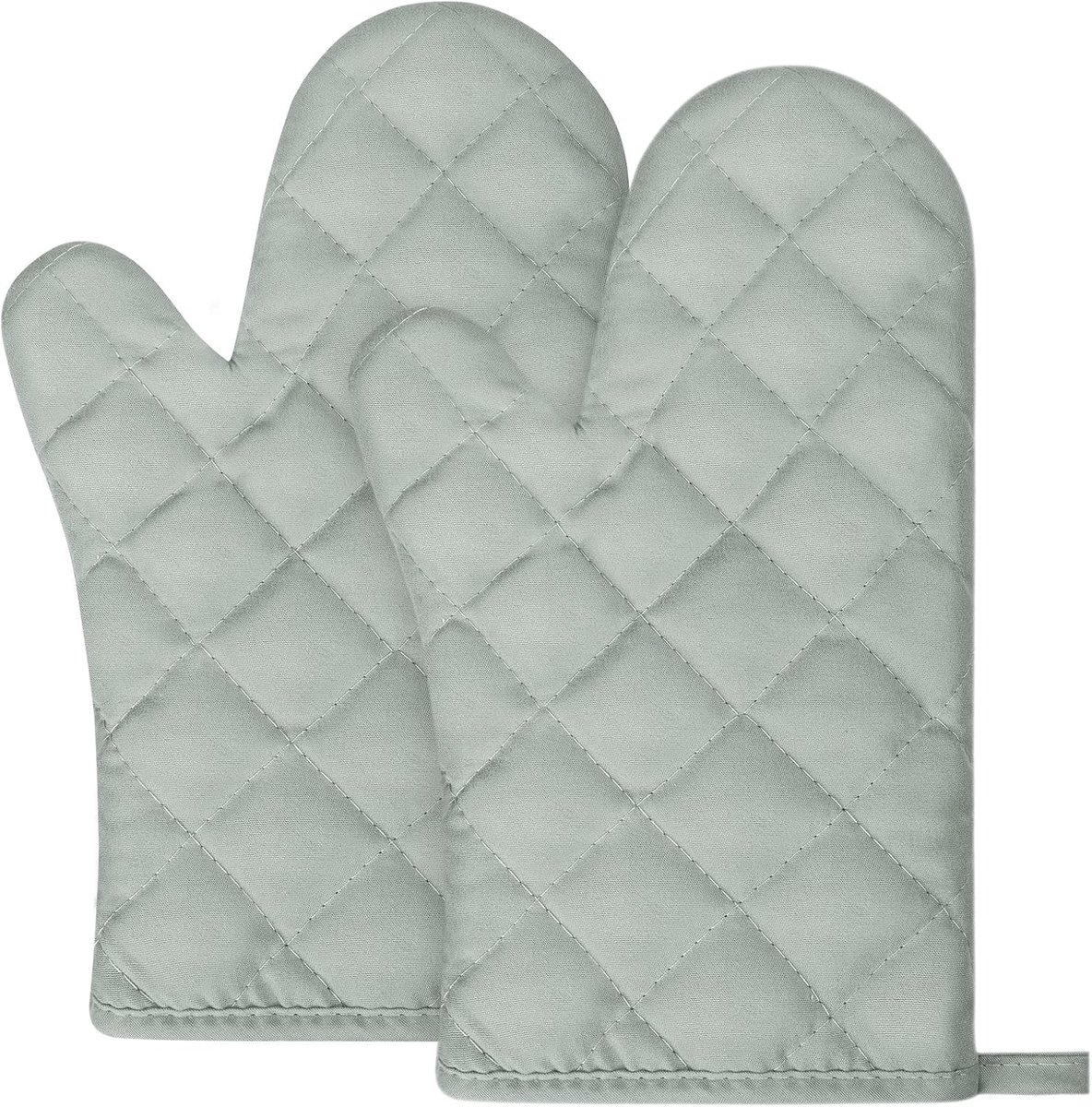 SnelShoppen - Ovenwanten en Potholders - Hittebestendige Kookhandschoenen - Zachte Katoenen Oven Handschoenen voor Bakken - Grijs - Set van 2