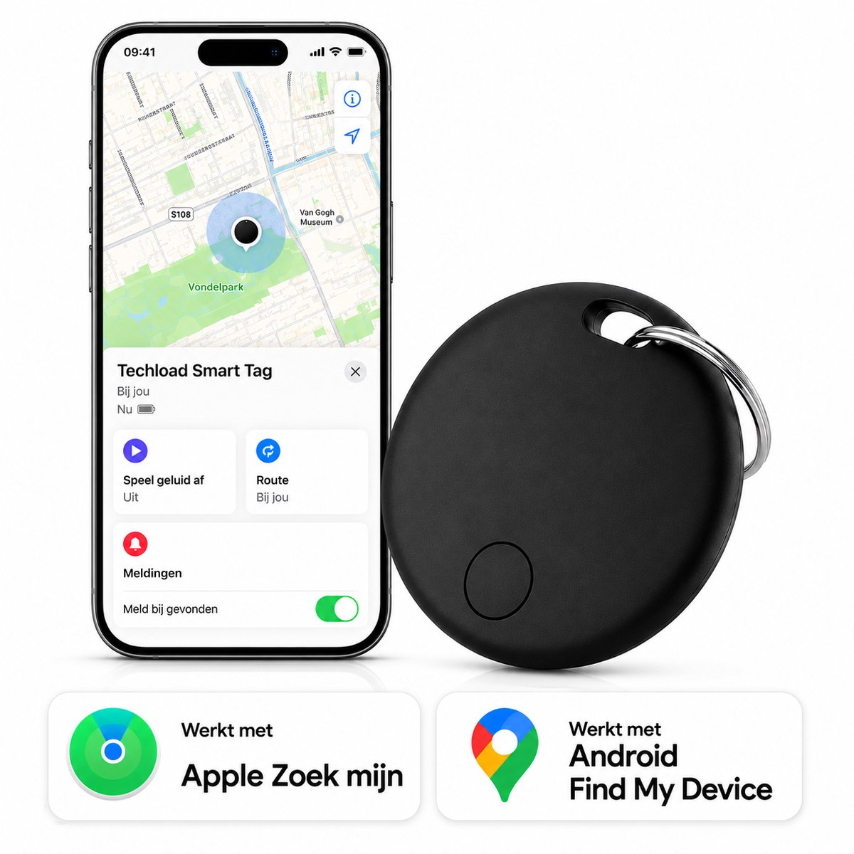 Techload Tracker Android en Apple Find My - Smart Tag - Zwart - 1 Stuk