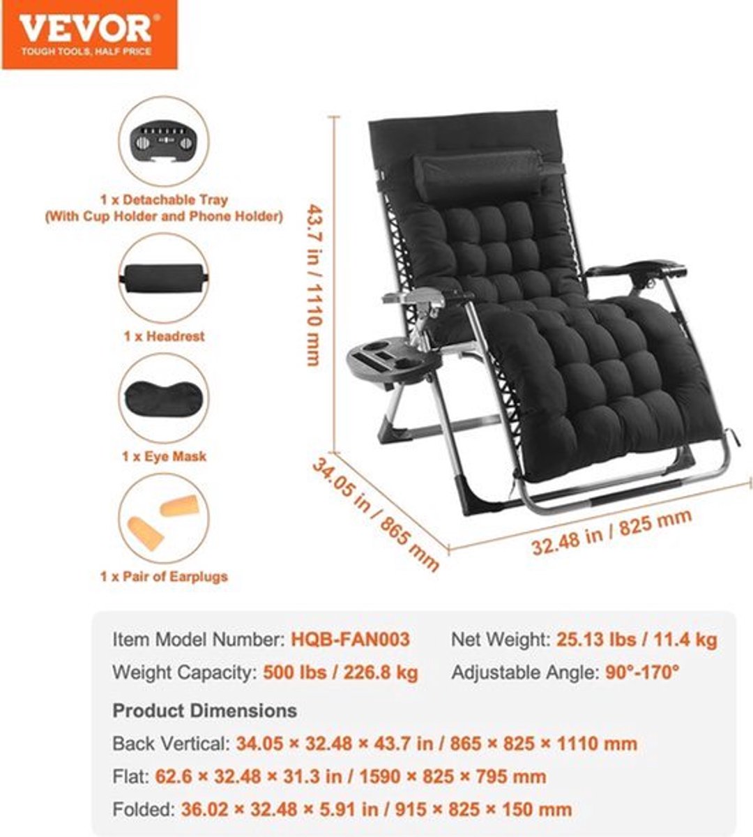 Zero Gravity Relaxstoel – Anti Gravity Stoel – Relaxfauteuil – Tuinstoel – Recliner Stoel 