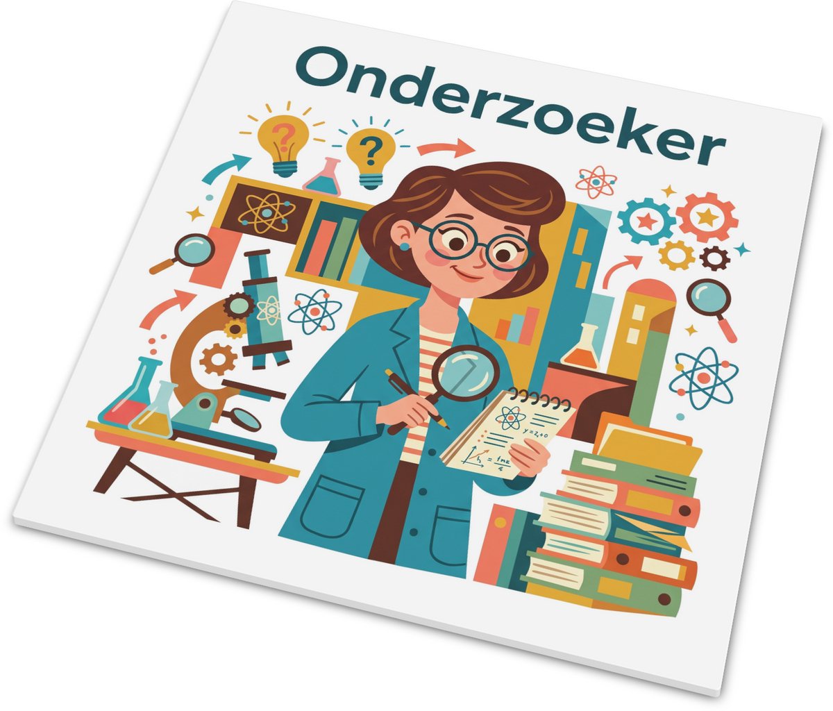 Tegeltje Onderzoeker Cadeau voor onderzoeker Retro Handgetekende Illustratie Beroep Mat Wa