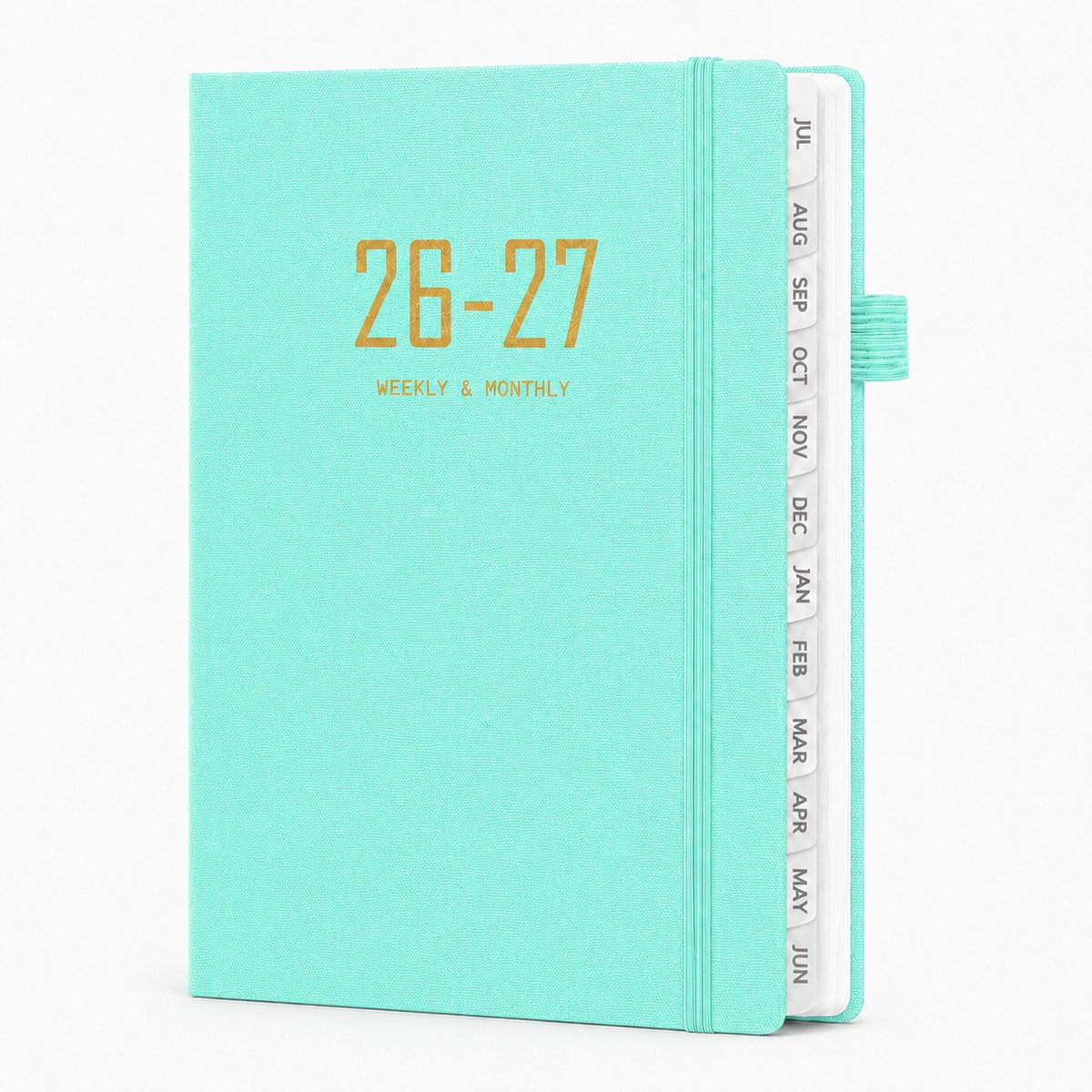 Agenda 2026-2027 - A5 Dagplanner -21*15.5cm - 2026 t/m2027 - Weekplanner met Uurindeling - Inclusief Kleurtabbladen en Penhouder - Hardcover Organizer voor Werk en Studie-Groen