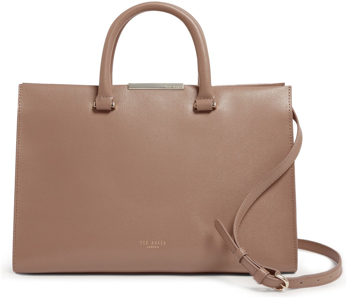 Ted Baker Leren handtas schoudertas Rennea Bar Detail Large Tote Bag Taupe