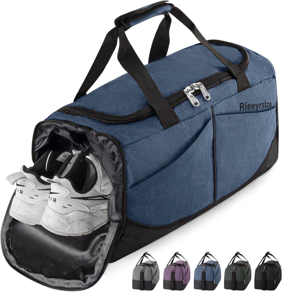 SnelShoppen - Sports Bag 40L met Schoencompartiment - Waterdichte Weekendtas - Grote Capaciteit Reistas voor Sport, Zwemmen en Training - Blauw