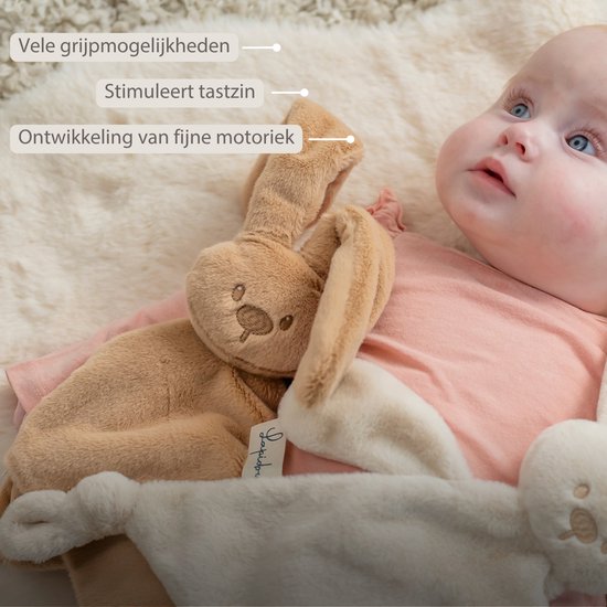 Nattou Lapidou Baby Knuffeldoekje - 37 x 35 cm - Doudou Konijn - Warm Beige van Nattou — afbeelding 2